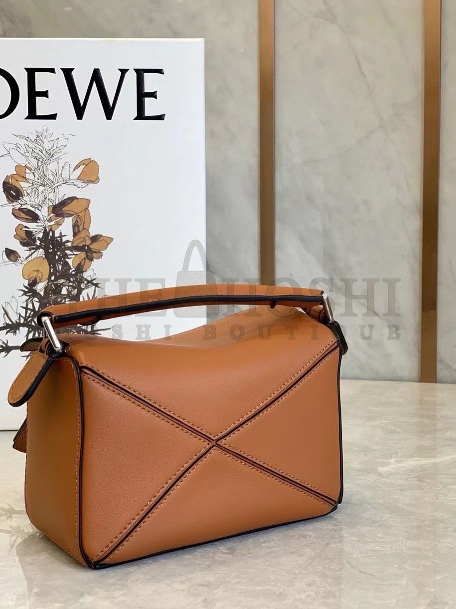 L0ew* Mini Puzzle Bag In Brown Calfskin Leather Master Quality