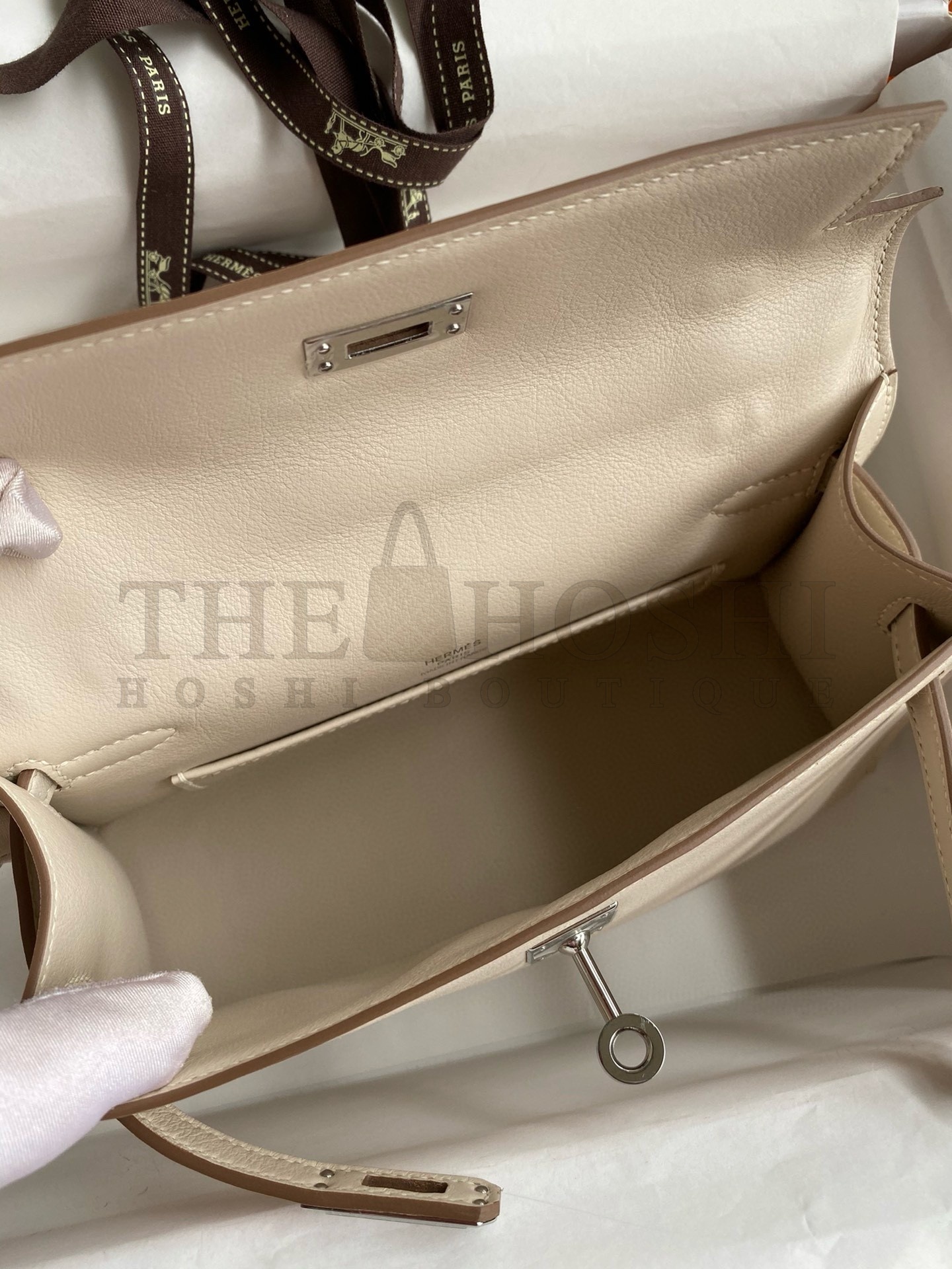 H**me5 Kelly Pochette Handmade Bag In Craie Swift Calfskin Master Quality