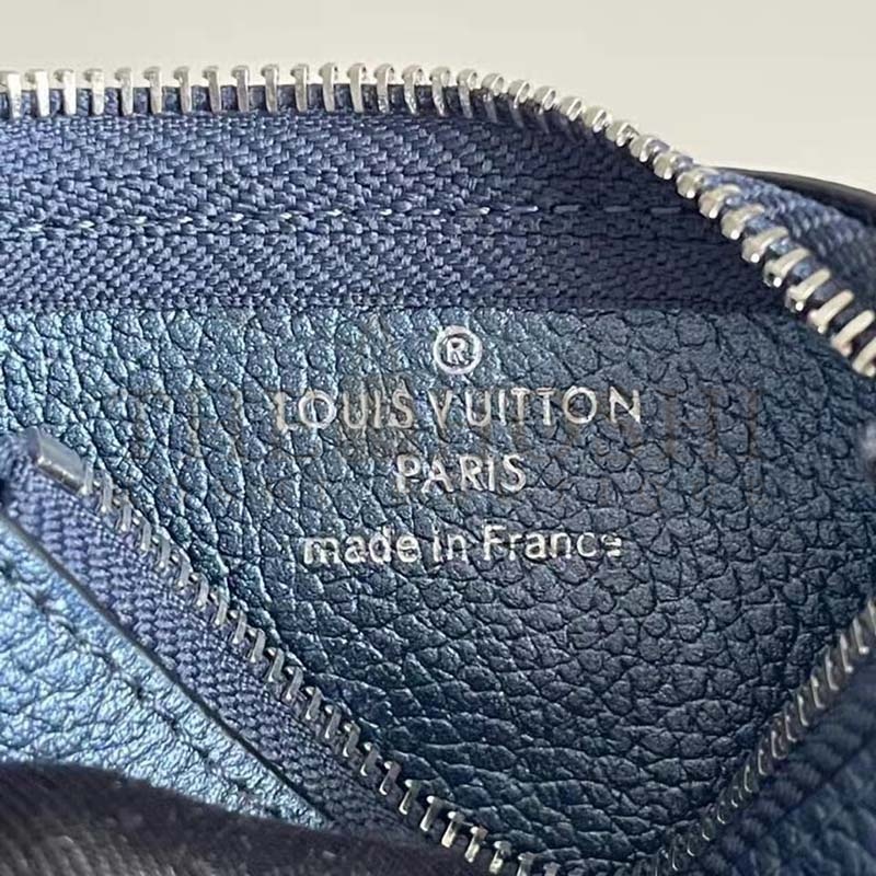 L0vis Vvtt0n LV Women Key Pouch Navy Nacre Embossed Grained Cowhide Leather Master Quality