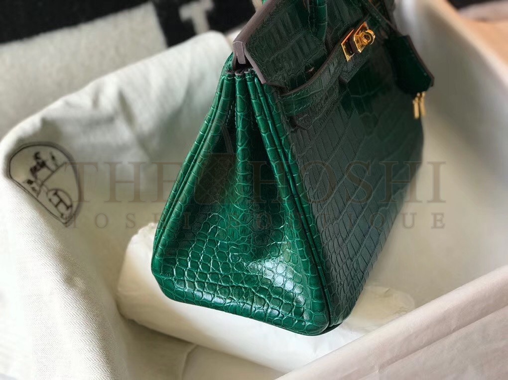 H**me5 Birkin 25cm Bag In Green Embossed Crocodile Leather Master Quality