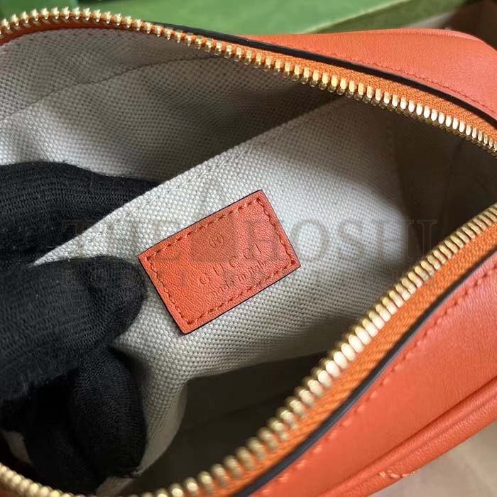 Gvc*1 Women GG Blondie Small Shoulder Bag Orange Leather Round Interlocking G Master Quality