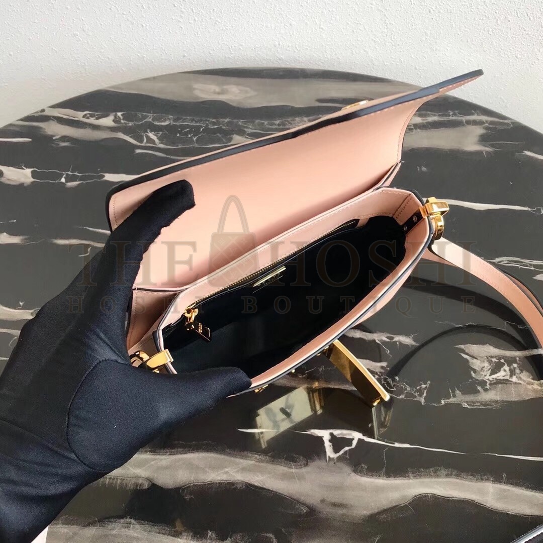 Pra*a Embleme Shoulder Bag In Poudre Saffiano Leather Master Quality