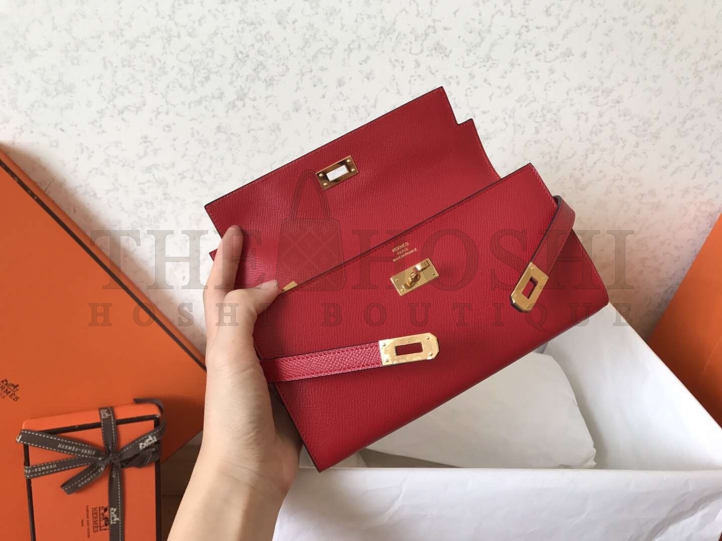 H**me5 Kelly Classic Long Wallet In Red Epsom Leather Master Quality