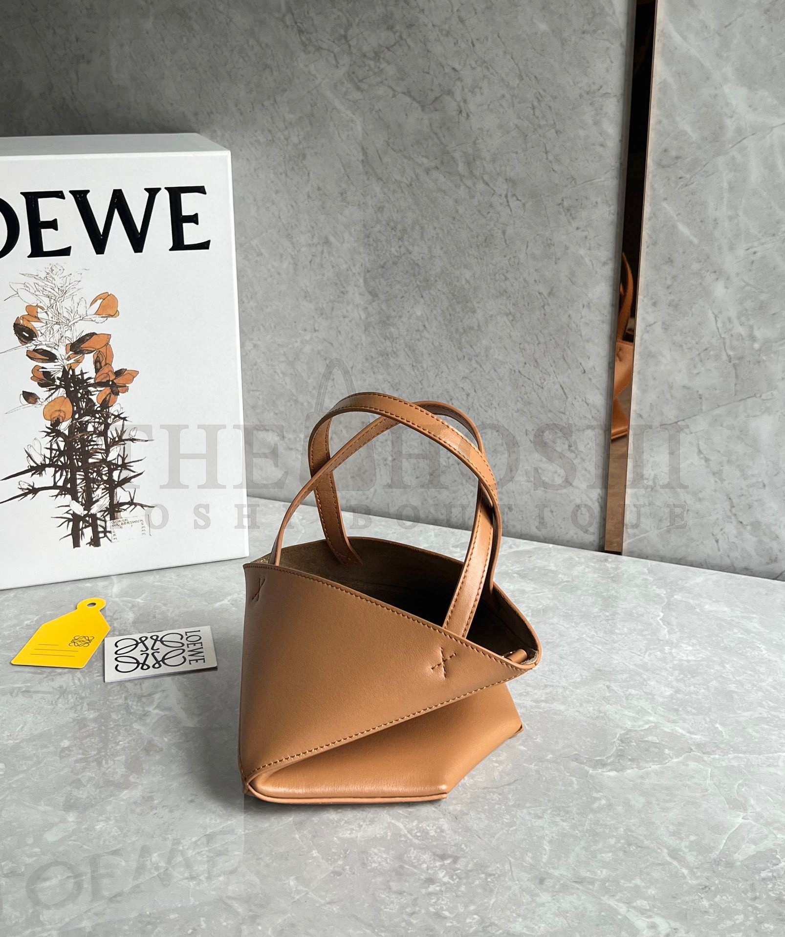 L0ew* Mini Puzzle Fold Tote Bag in Tan Calfskin Master Quality
