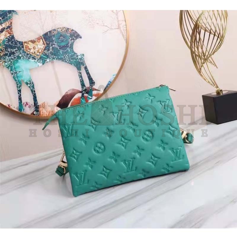 L0vis Vvtt0n LV Women Coussin BB Handbag Emerald Monogram Embossed Puffy Lambskin Master Quality