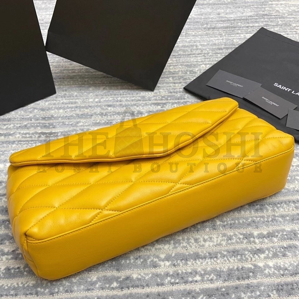 Sa1nt Lau*nt Sade Puffer Envelope Clutch In Yellow Lambskin Master Quality