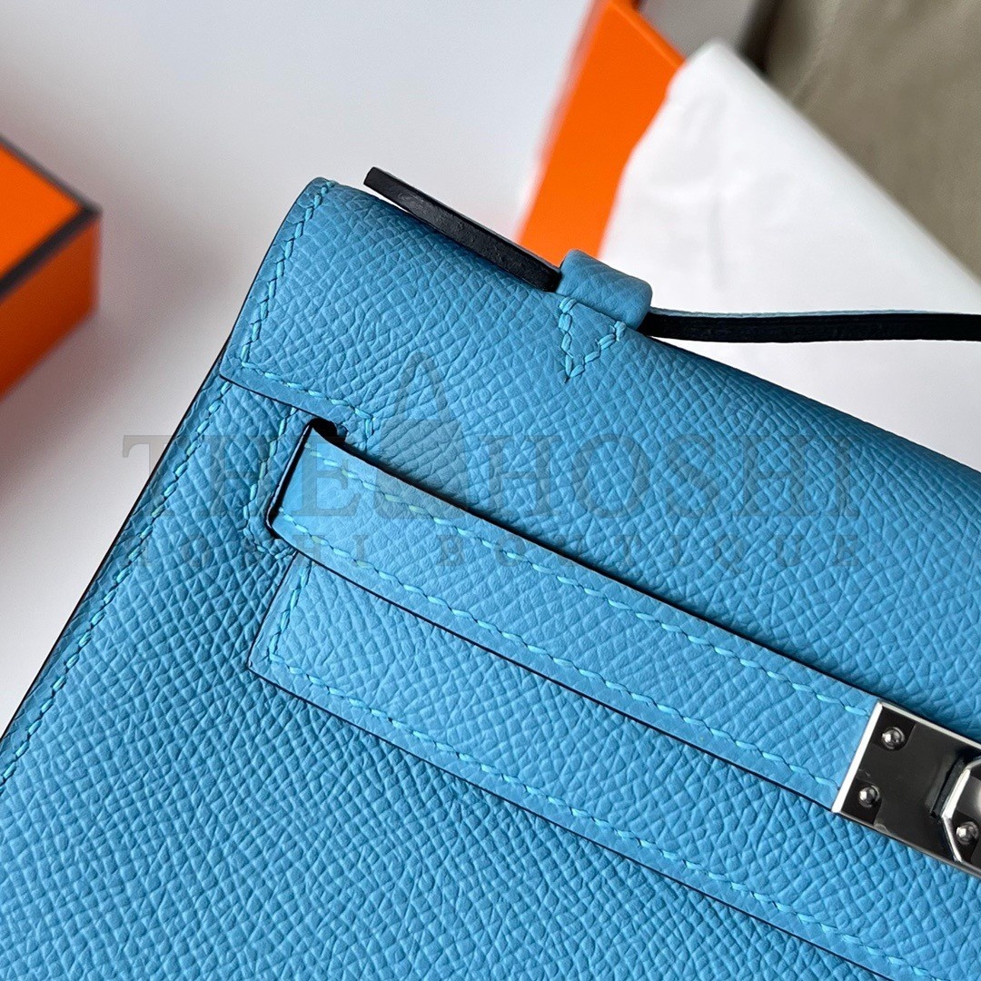 H**me5 Kelly Pochette Handmade Bag In Blue du Nord Epsom Calfskin Master Quality