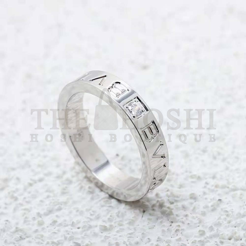 Bv1g*ai Women Bv1g*ai Bv1g*ai Ring 18 KT White Gold Ring with D1am0nd Master Quality