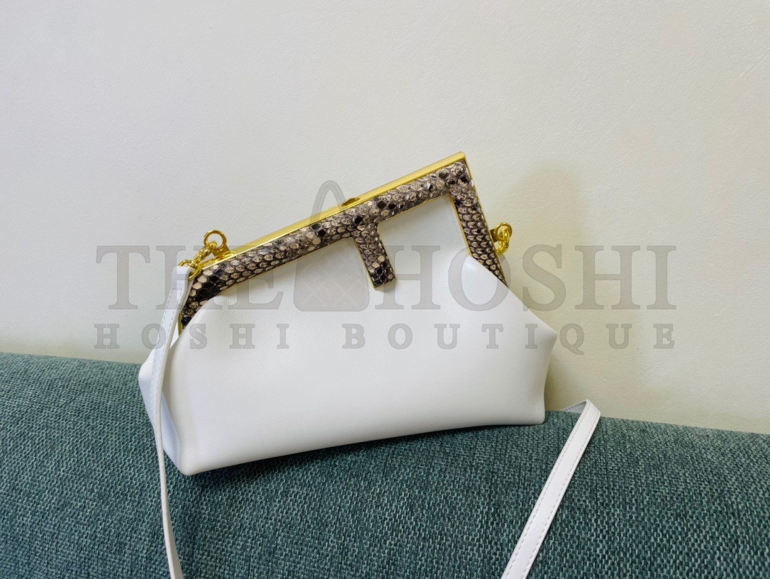 F**di First Small Bag In White Nappa Leather with Python F Master Quality