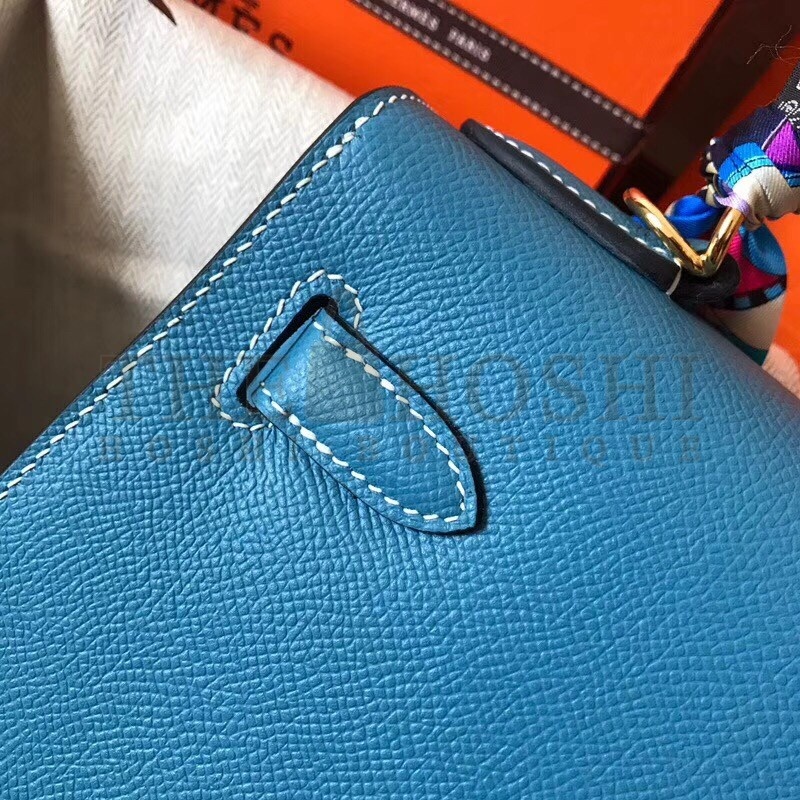 H**me5 Blue Jean Epsom Kelly 28cm Handmade Bag Master Quality