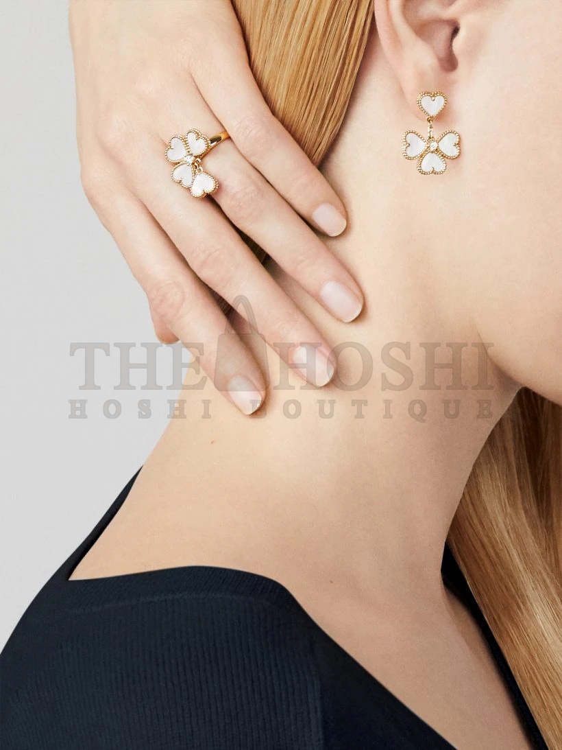 V*n Cl**f & Arpels Four Hearts Stud Earrings, Sweet Alhambra effeuillage earrings Master Quality