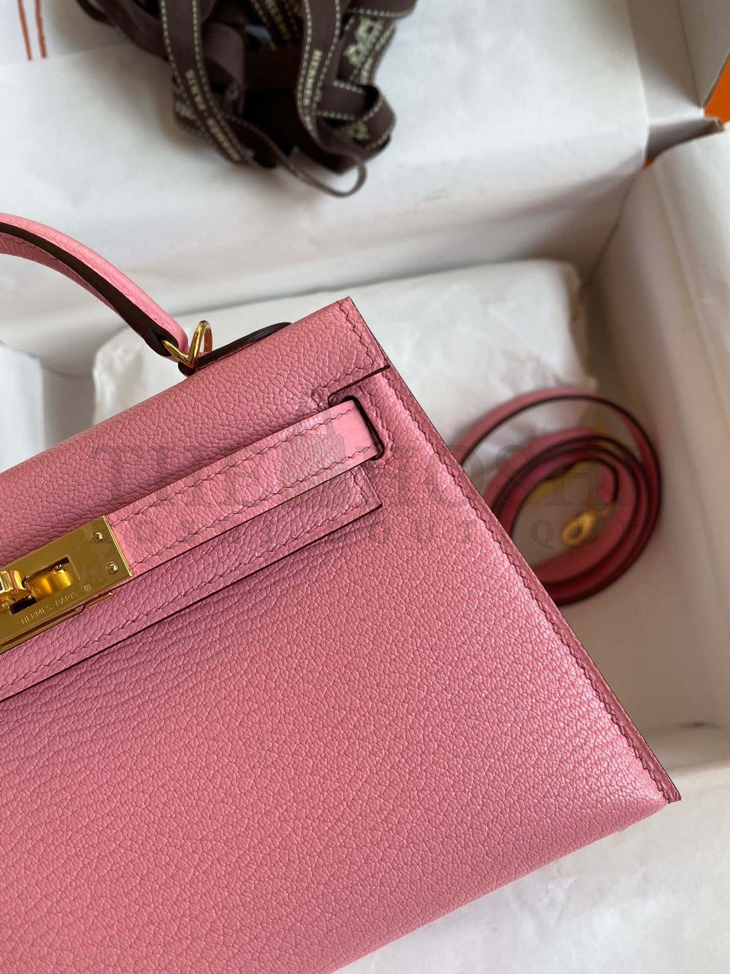 H**me5 Kelly Mini II Sellier Handmade Bag In Rose Confetti Chevre Mysore Leather Master Quality
