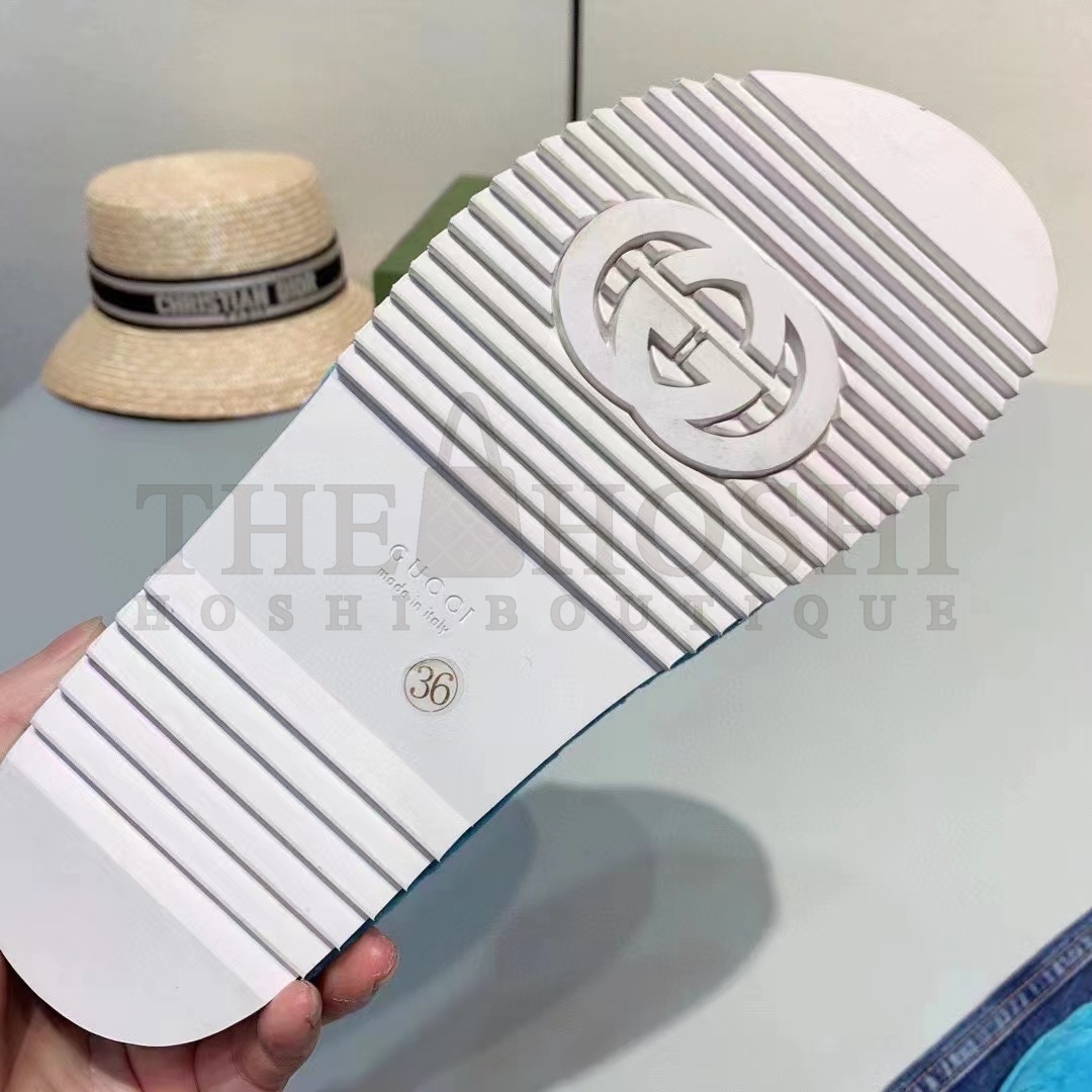 Gvc*1 Unisex G2 Platform Sandals Blue G2 Cotton Sponge Rubber Sole 3 Cm Heel Master Quality