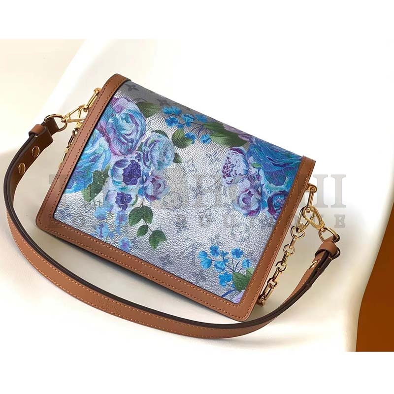 L0vis Vvtt0n LV Women Dauphine MM Handbag Blue Coated Canvas Cowhide Leather Master Quality