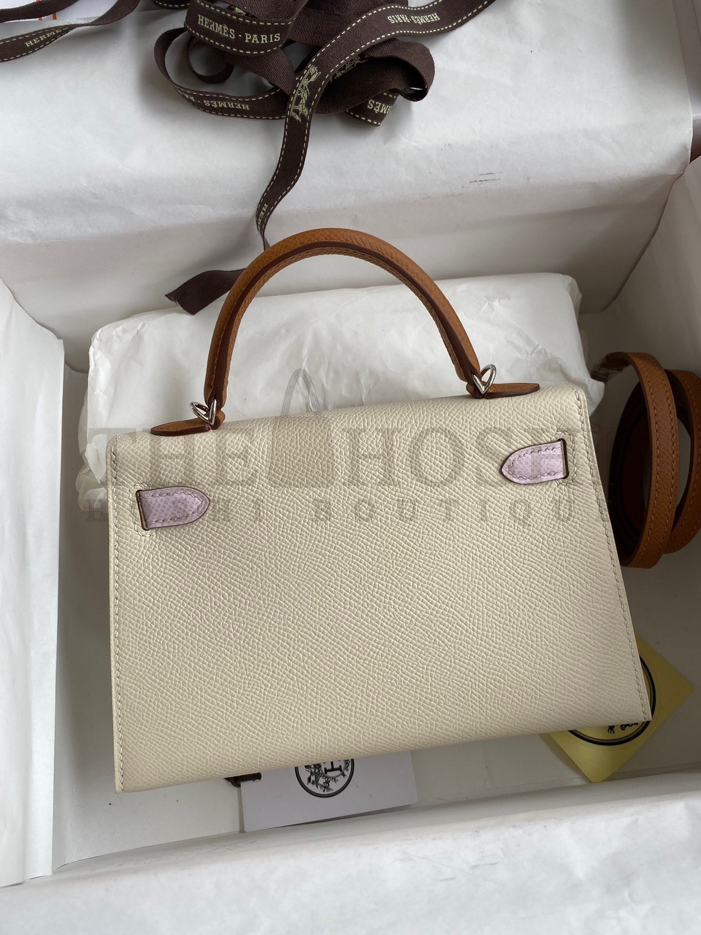 H**me5 HSS Kelly Mini II Sellier Tri-color Bag In Craie/Pink/Gold Epsom Calfskin Master Quality