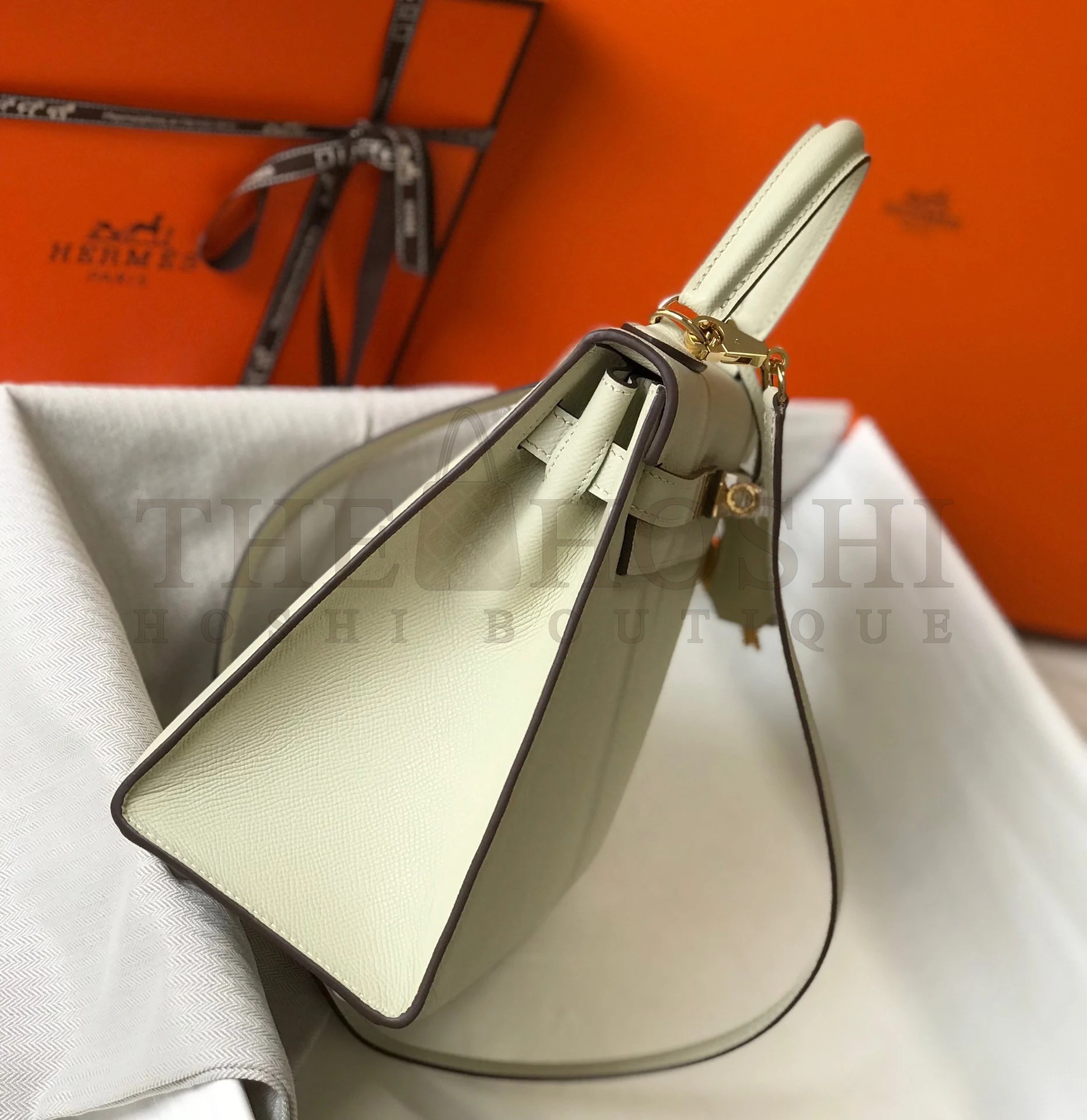 H**me5 Kelly 25cm Sellier Bag in Craie Epsom Calfskin GHW Master Quality