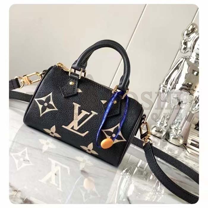 L0vis Vvtt0n LV Women Nano Speedy Bag Black Beige Monogram Empreinte Embossed S*pple Grained Cowhide Leather Master Quality