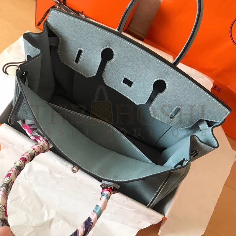H**me5 Blue Lin Birkin 35cm Clemence Handmade Bag Master Quality