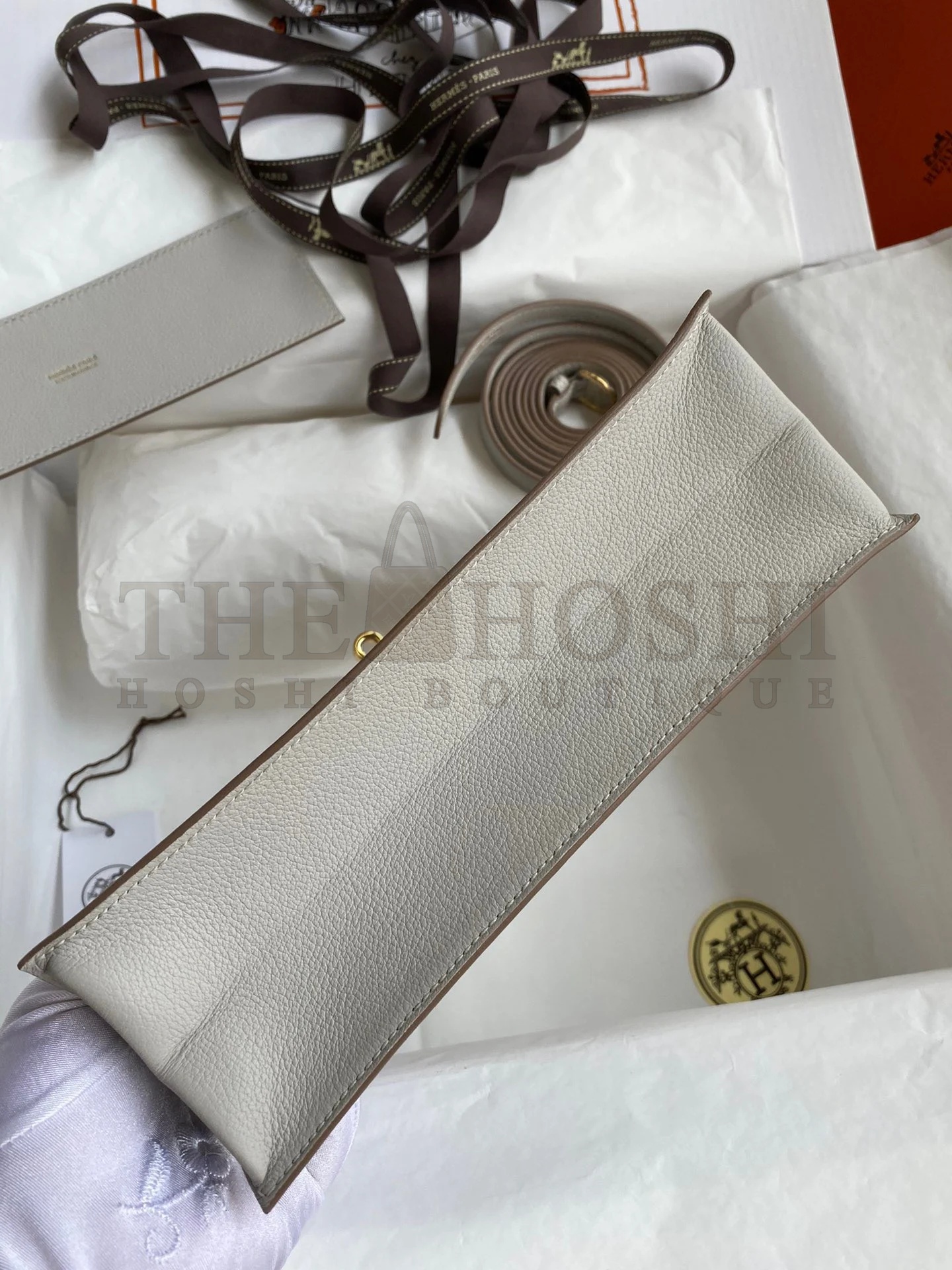 H**me5 Kelly Danse II Handmade Bag In Pearl Grey Evercolor Calfskin Master Quality