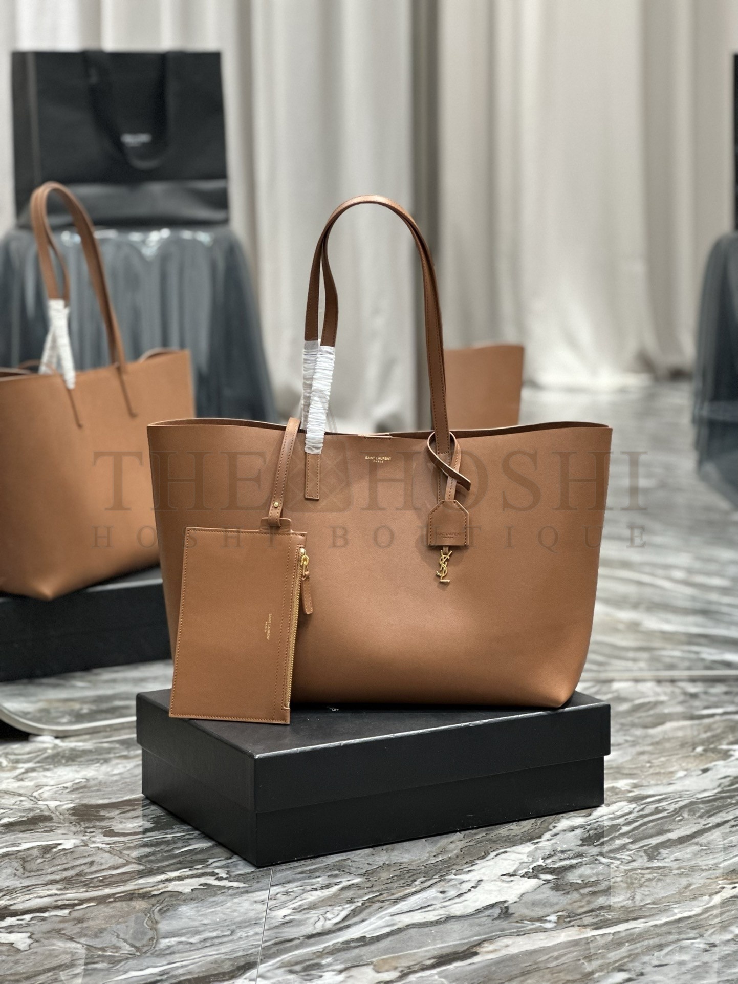 Sa1nt Lau*nt Shopping Tote Bag in Brown Leather Master Quality