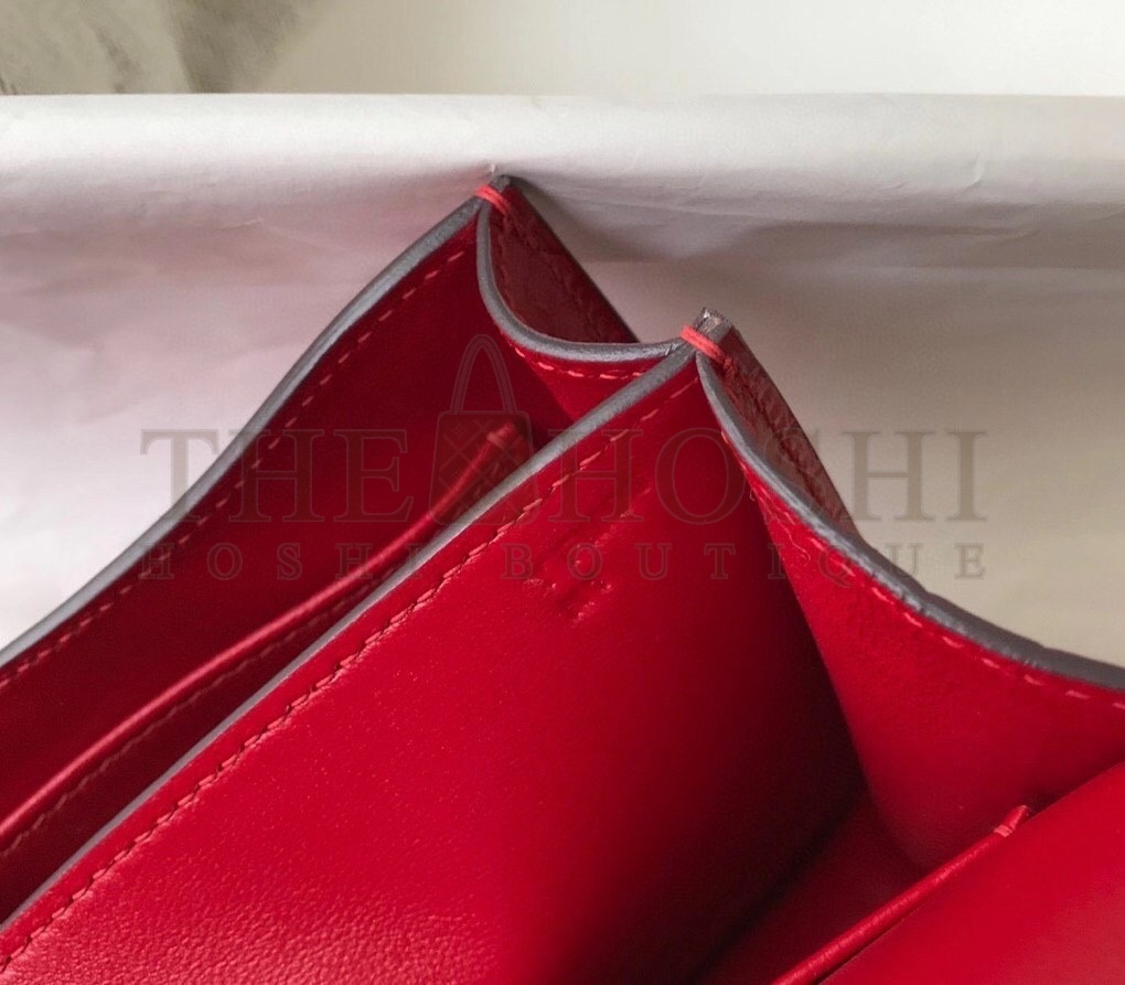 H**me5 Constance 18cm Bag In Red Embossed Crocodile Master Quality