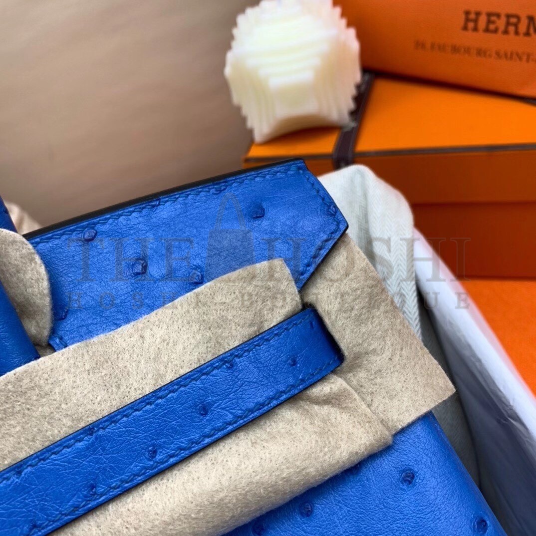 H**me5 Blue Zellige Birkin 30cm Ostrich Handmade Bag Master Quality