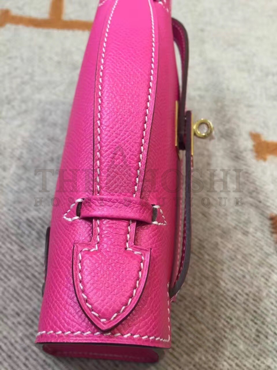 H**me5 Rose Red Kelly Pochette Epsom Handmade Bag Master Quality