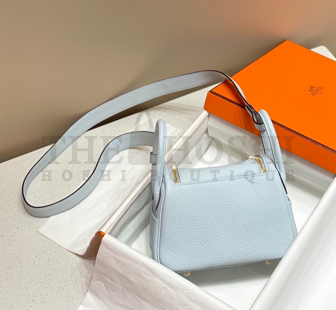 H**me5 Lindy Mini Bag In Blue Brume Clemence Leather GHW Master Quality