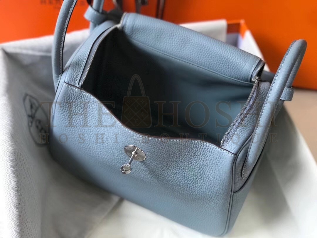 H**me5 Lindy 30cm Bag In Blue Lin Clemence Leather Master Quality