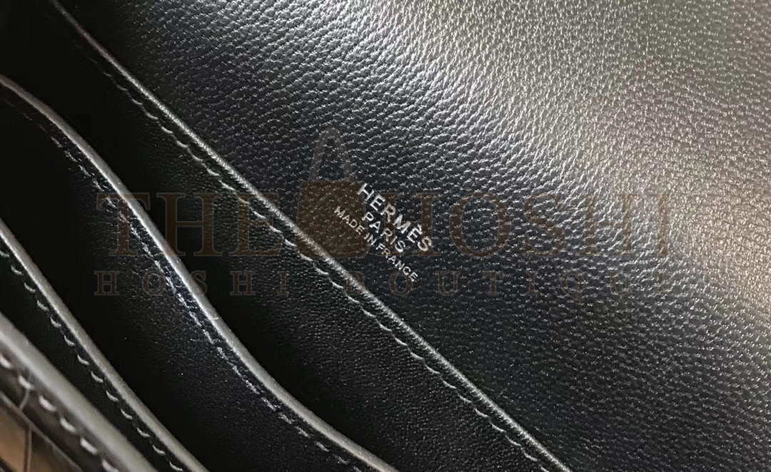 H**me5 Roulis Mini Bag In Black Crocodile With Natural Lizard Master Quality