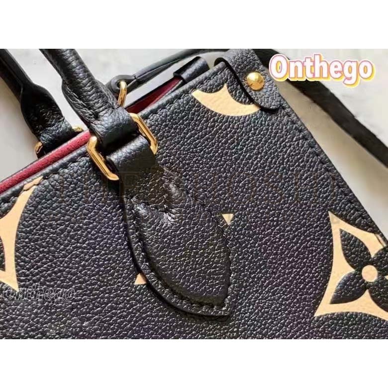 L0vis Vvtt0n LV Women Onthego  Tote Black Embossed Grained Cowhide Leather PM M45659 (25 x 19 x 11.5 cm) GM M45945 (41 x 34 x 19 cm) Master Quality