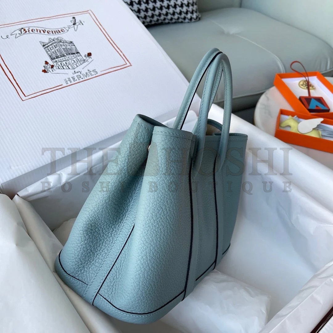 H**me5 Garden Party 30 Handmade Bag in Ciel Negonda Leather Master Quality