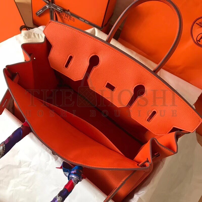 H**me5 Orange Birkin 35cm Clemence Handmade Bag Master Quality