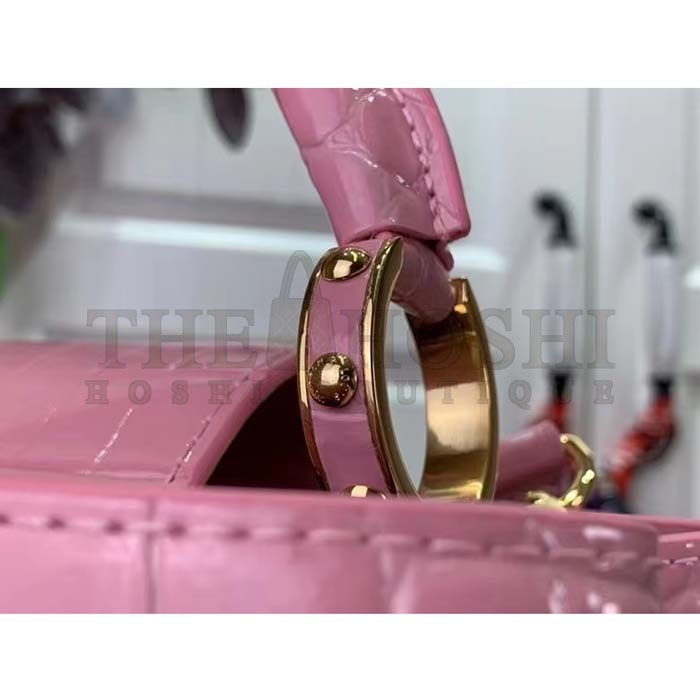 L0vis Vvtt0n LV Women Capucines MM Handbag Pink Crocodilien Brillant Savoir Faire Master Quality