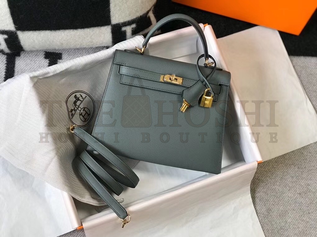 H**me5 Vert Amande Epsom Kelly 25cm Sellier Bag GHW Master Quality