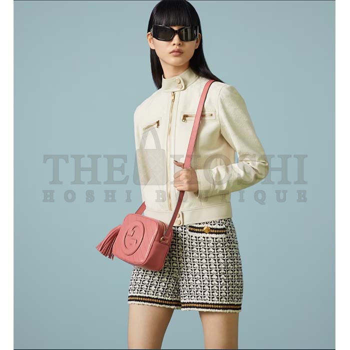 Gvc*1 Women GG Blondie Small Shoulder Bag Pink Leather Zipper Closure Master Quality