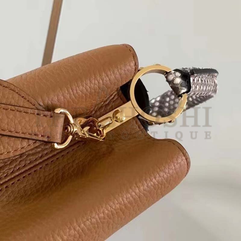L0vis Vvtt0n LV Women Capucines Mini Handbag Brown Taurillon Python Leather Master Quality