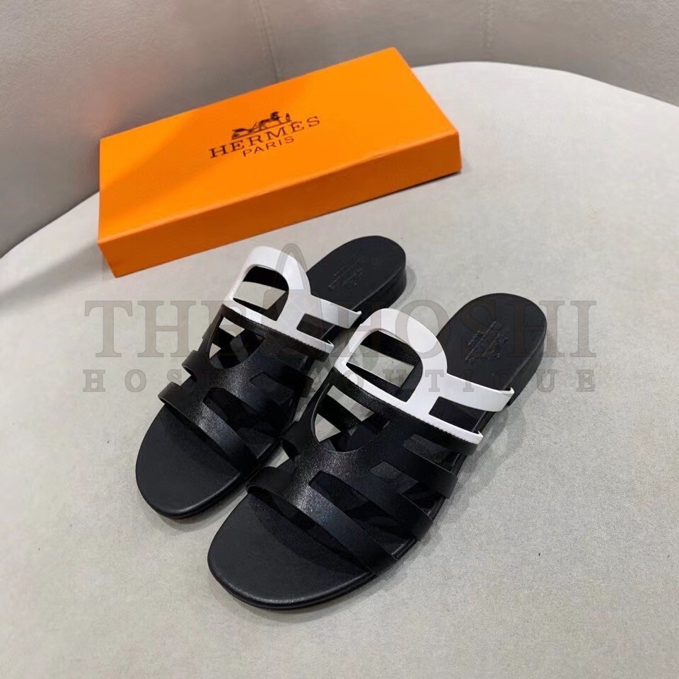 H**me5 Camelia Sandals In Black/White Calfskin Master Quality