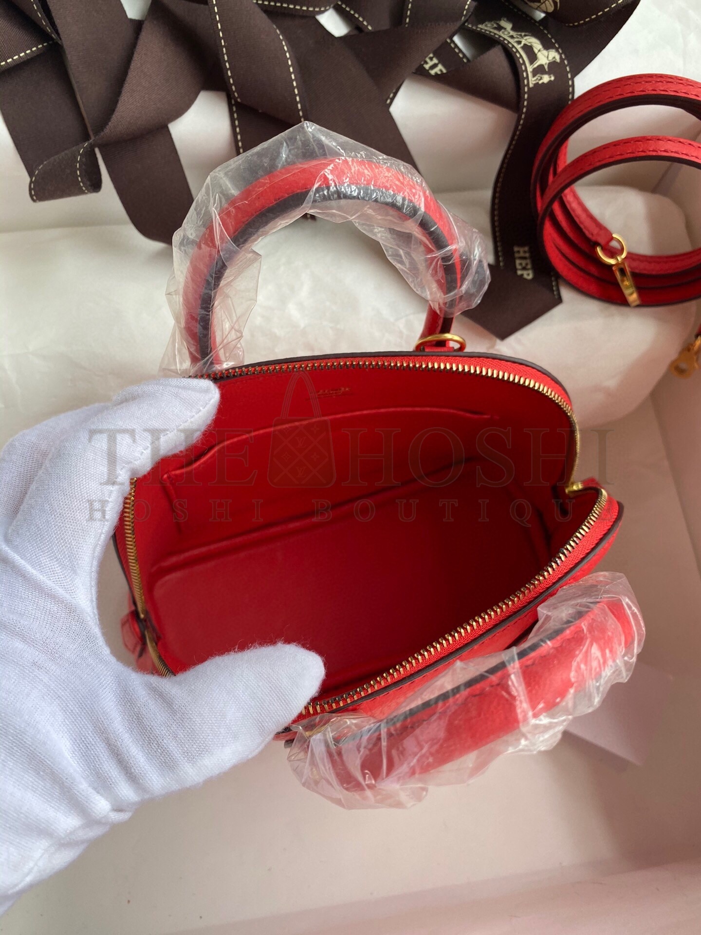 H**me5 Bolide 1923 Mini Handmade Bag In Red Chevre Mysore Leather Master Quality