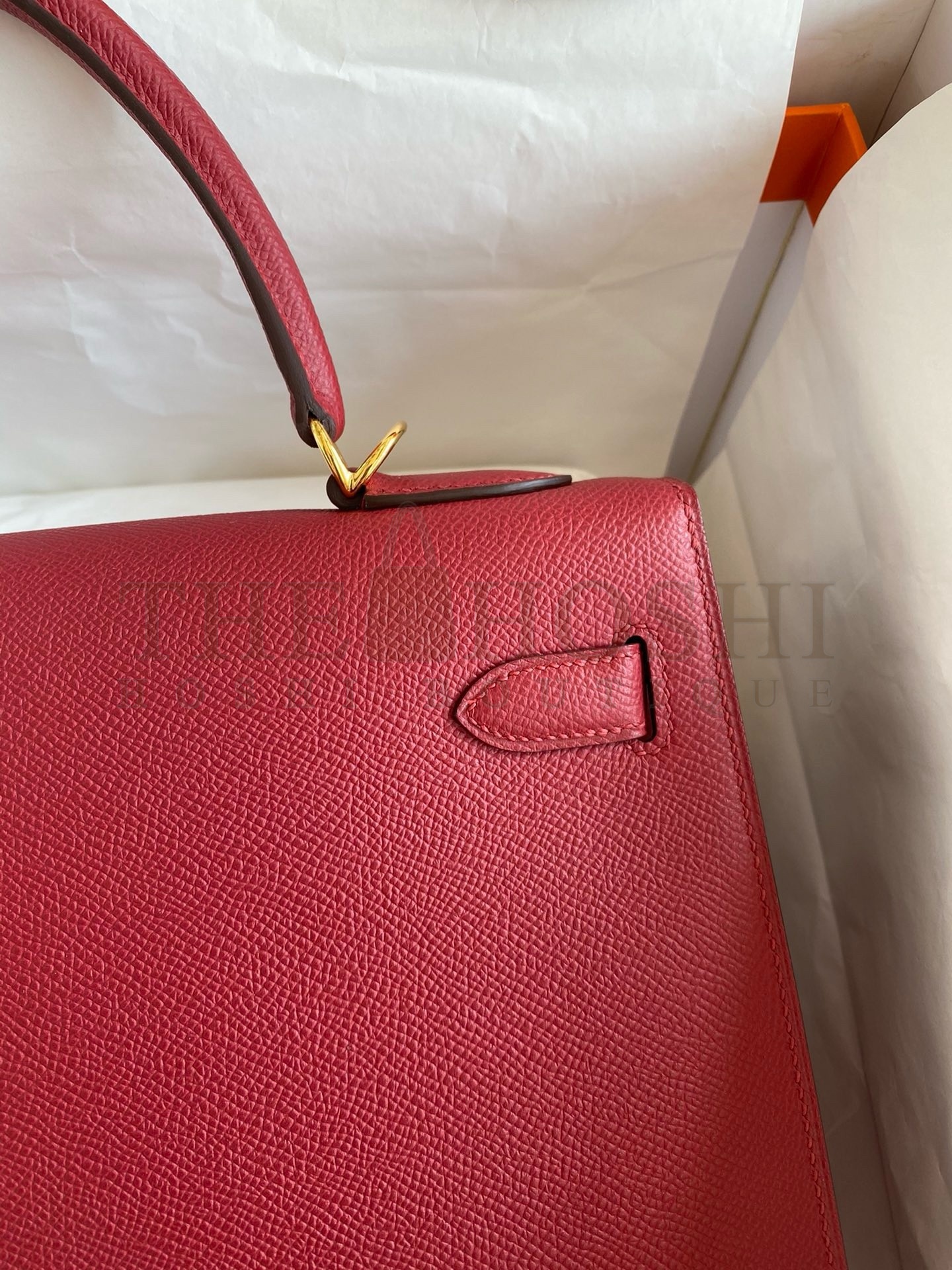H**me5 Kelly Sellier 32 Handmade Bag In Red Epsom Calfskin Master Quality