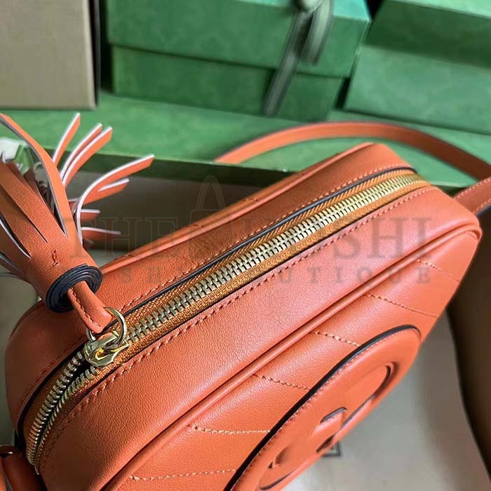 Gvc*1 Women GG Blondie Small Shoulder Bag Orange Leather Round Interlocking G Master Quality