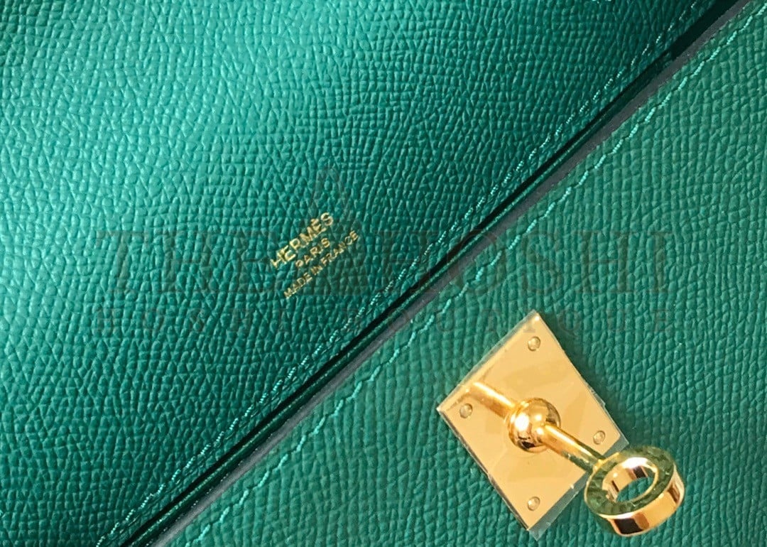 H**me5 Kelly Pochette Clutch Bag In Malachite Epsom Leather Master Quality