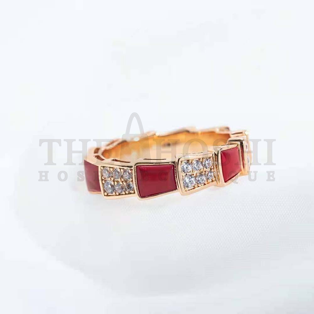 Bv1g*ai Women Serpenti Viper Band Ring in 18 KT Rose Gold-Red Master Quality