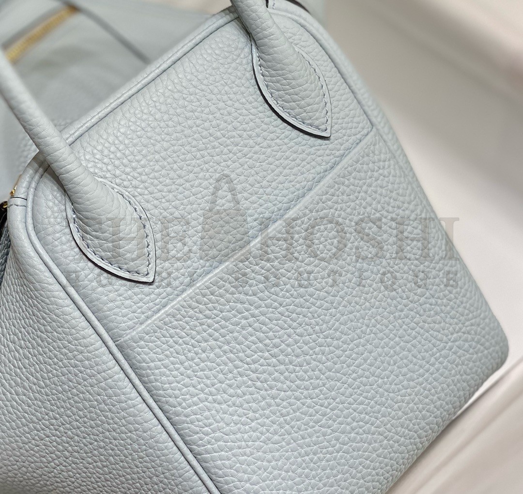 H**me5 Lindy 30cm Bag In Blue Brume Clemence Leather GHW Master Quality