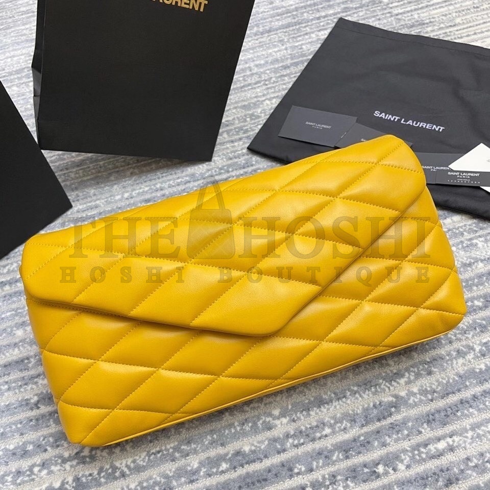 Sa1nt Lau*nt Sade Puffer Envelope Clutch In Yellow Lambskin Master Quality