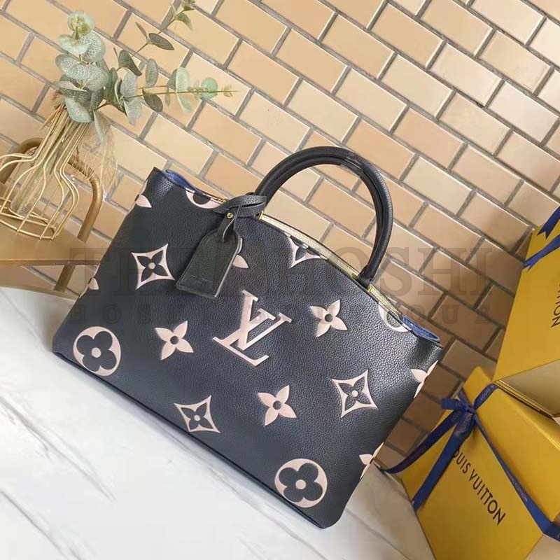 L0vis Vvtt0n LV Women Grand Palais Tote Bag Black Monogram Embossed Grained Cowhide Master Quality
