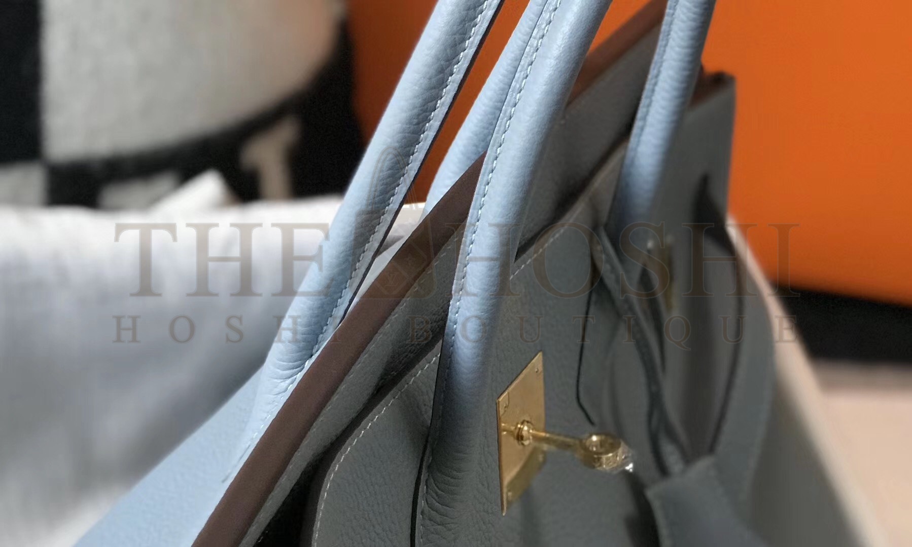 H**me5 Birkin 30 Bag in Blue Lin Clemence Leather with GHW Master Quality