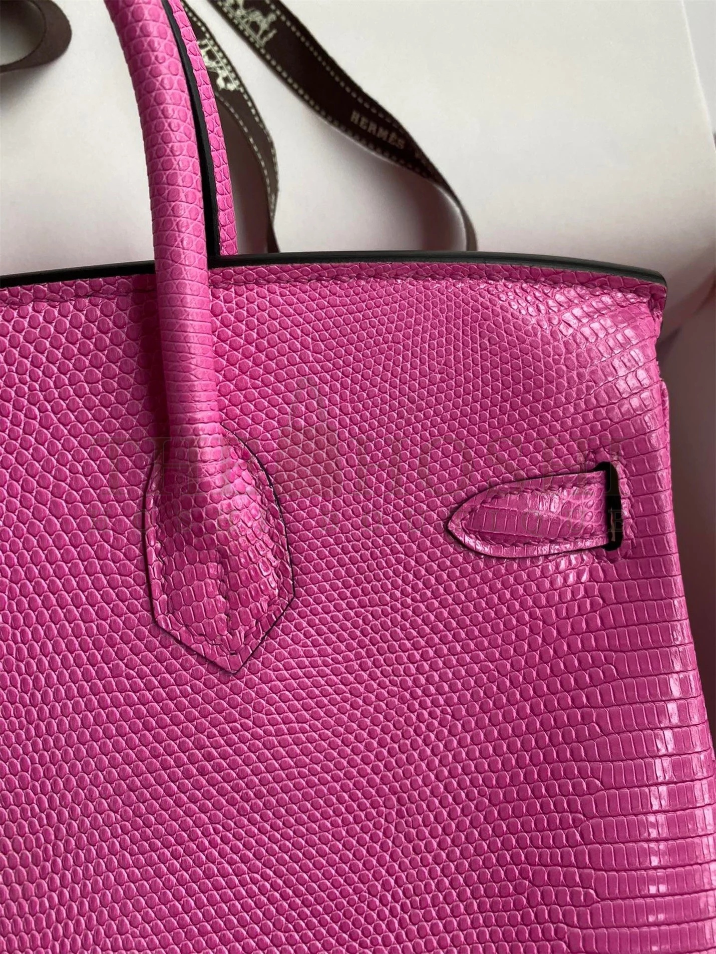 H**me5 Birkin 25 Retourne Handmade Bag In Pink Lizard Leather Master Quality