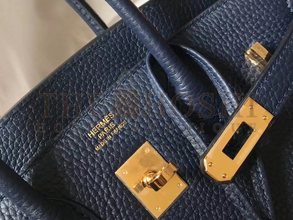 H**me5 Birkin 25 Bag In Navy Blue Clemence Leather with GHW Master Quality