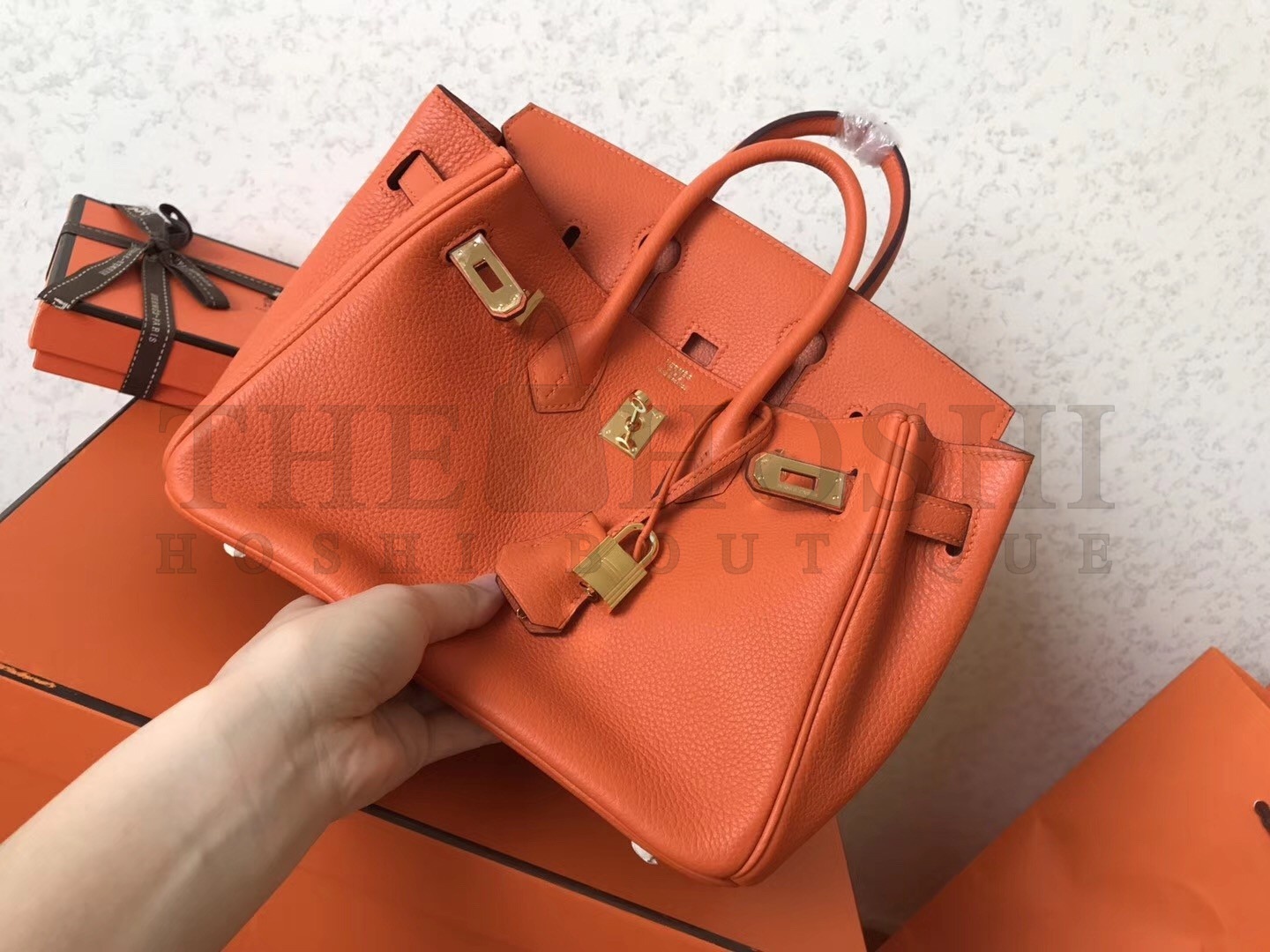 H**me5 Orange Birkin 25cm Clemence Handmade Bag Master Quality